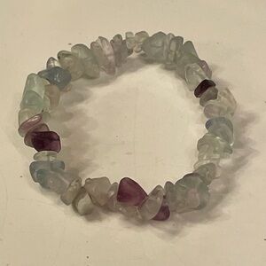 Green Quartz Chip &  Purple Amethyst Chakra Stones Stretch Bracelet